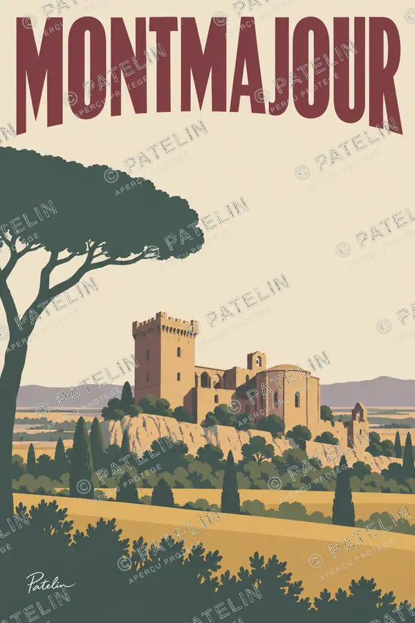 Illustration Abbaye de Montmajour — L’abbaye sous le pin, style Minimal