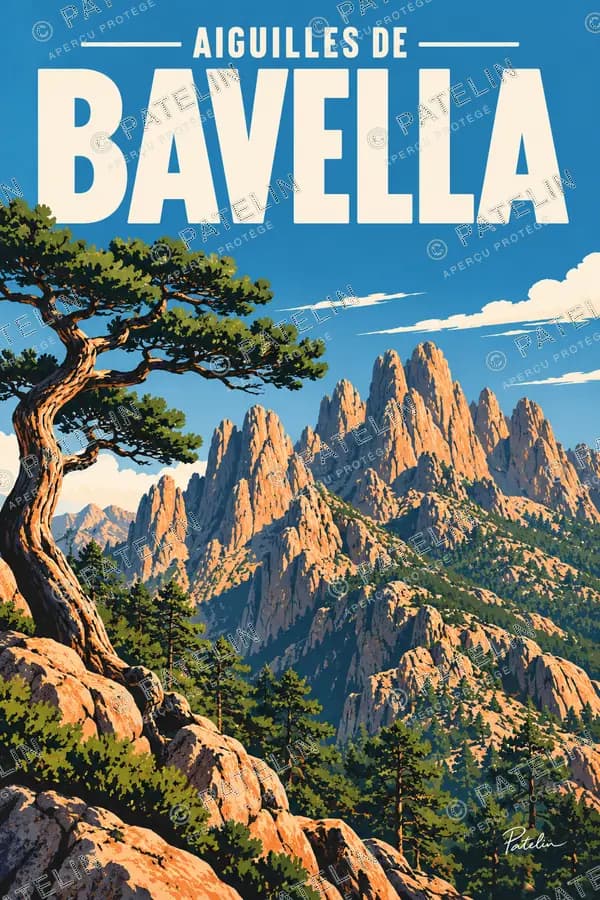 Illustration Aiguilles de Bavella — Aiguilles de Bavella, style Pop