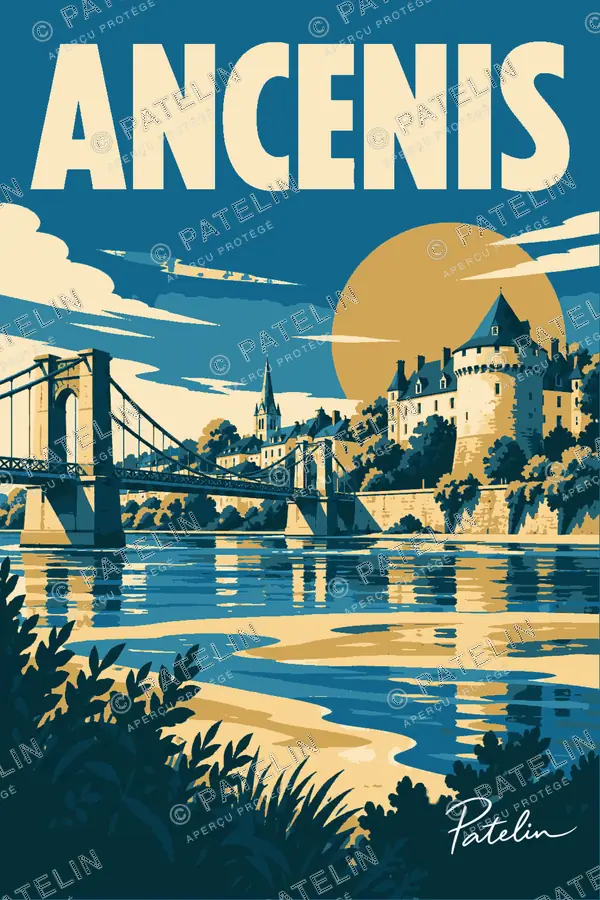 Illustration Ancenis — La Loire et le château, style Pop