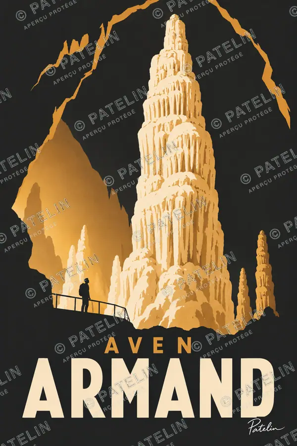 Illustration Aven Armand — Les stalagmites de l’aven, style Minimal