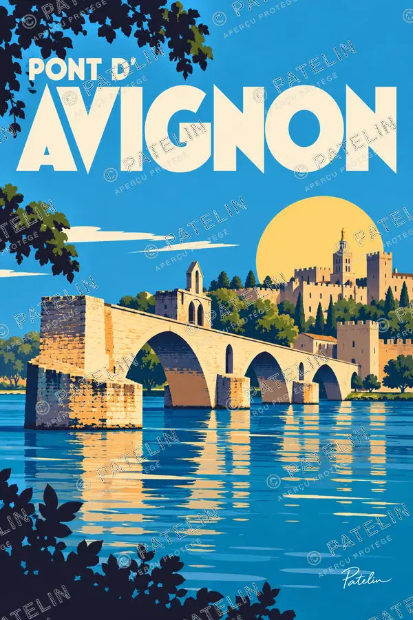 Illustration Avignon — Le pont d’Avignon, style Pop