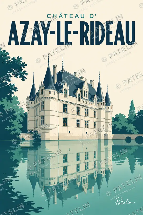 Illustration Azay-le-Rideau — Le château d’Azay-le-Rideau, style Minimal