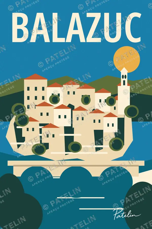 Illustration Balazuc — Balazuc, style Pop