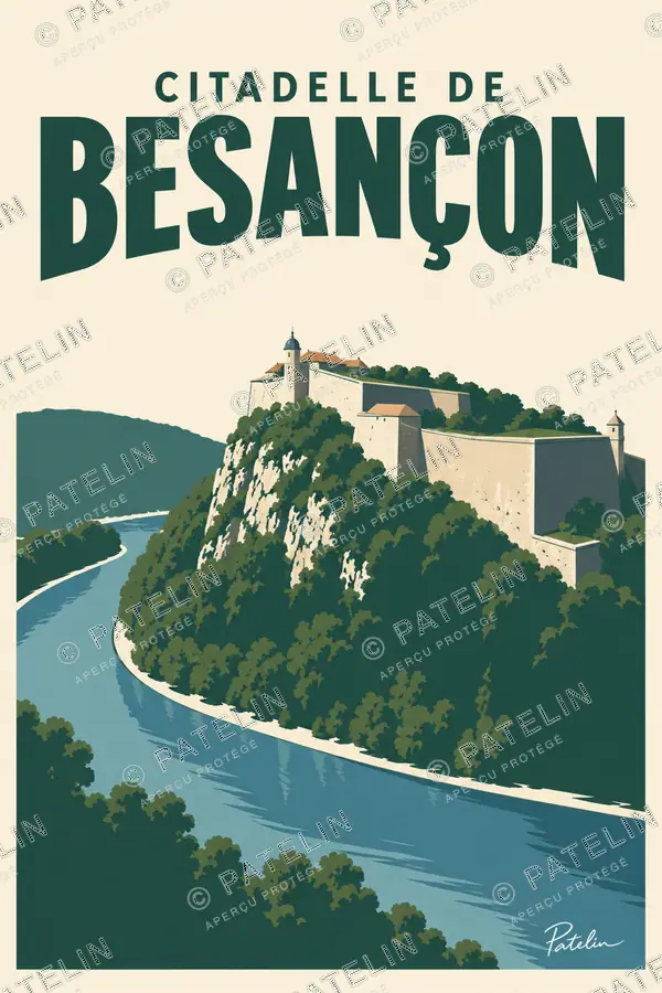 Illustration Besançon — La citadelle de Besançon, style Minimal