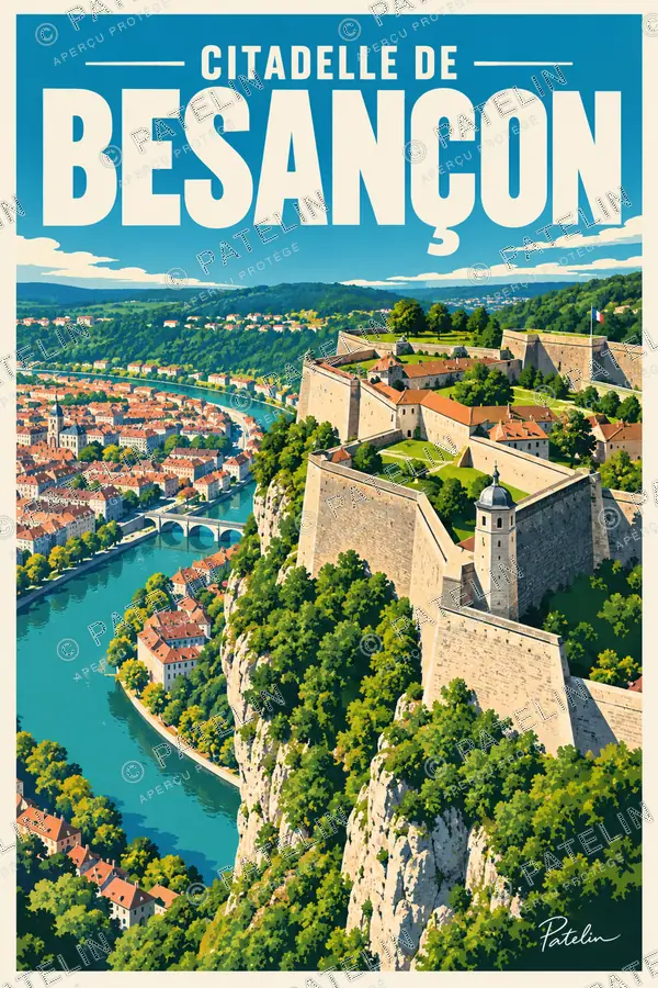 Illustration Besançon — La citadelle de Besançon, style Pop