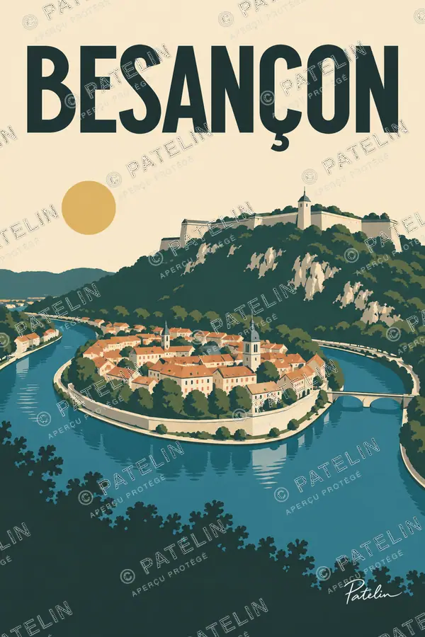 Illustration Besançon — Besançon et le Doubs, style Minimal