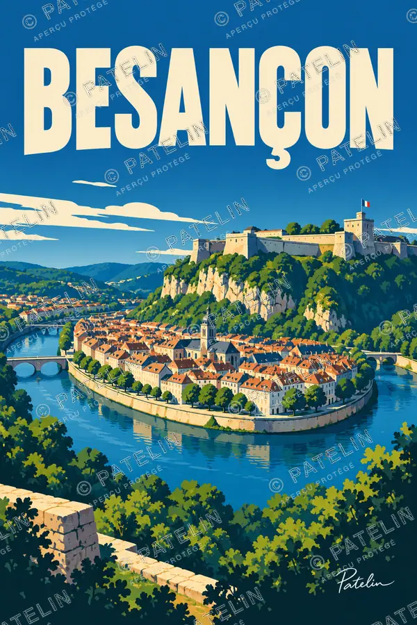 Illustration Besançon — Besançon et le Doubs, style Pop