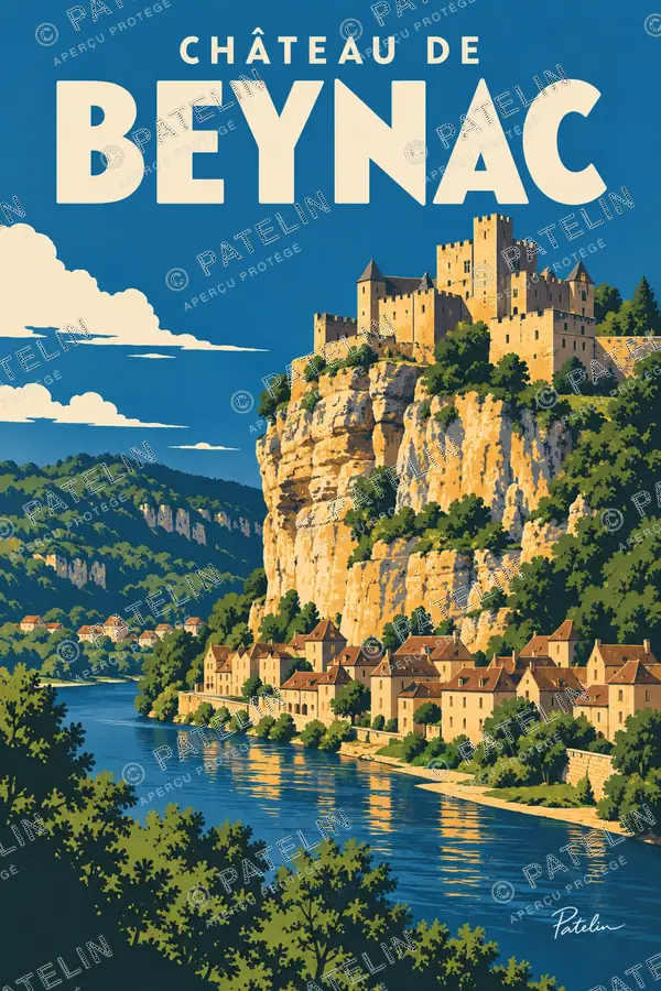 Illustration Beynac-et-Cazenac — Le château de Beynac, style Pop