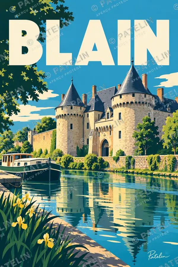 Illustration Blain — Le château au bord de l’eau, style Pop