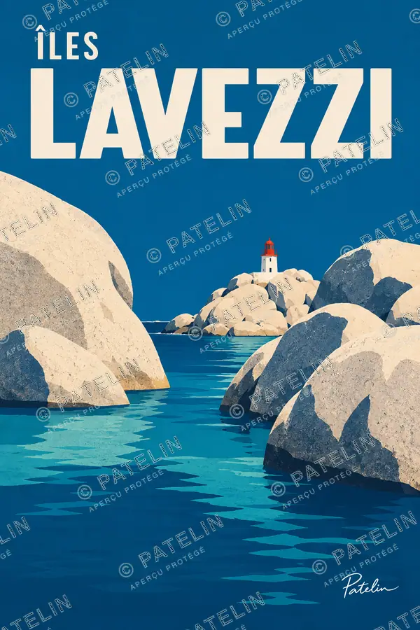 Illustration Bonifacio — Les îles Lavezzi, style Minimal