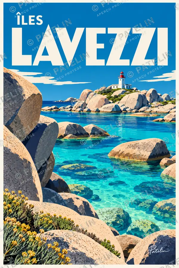 Illustration Bonifacio — Les îles Lavezzi, style Pop