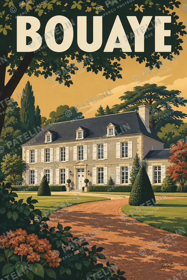 Illustration Bouaye — La demeure derrière les jardins, style Pop