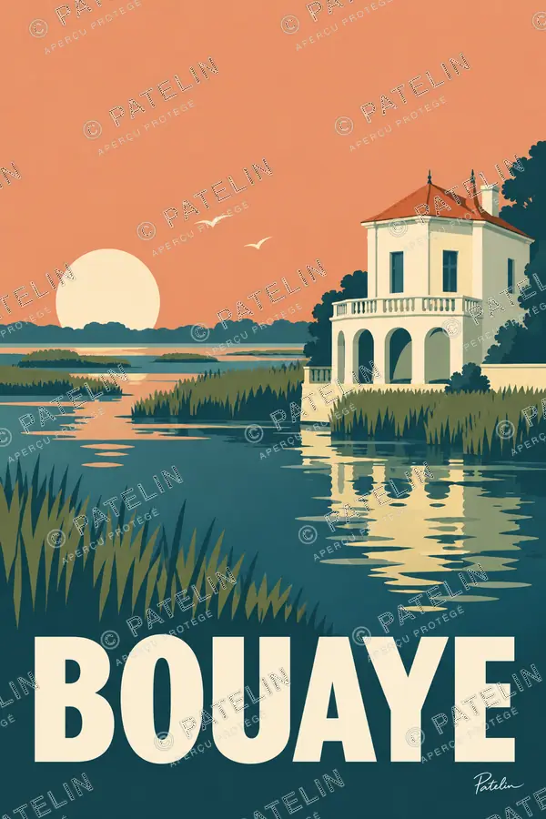 Illustration Bouaye — Le pavillon au bord des marais, style Minimal