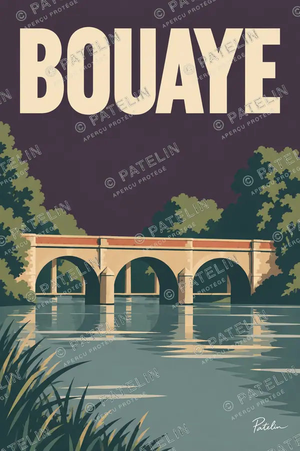 Illustration Bouaye — Le pont à l’ombre des arbres, style Minimal