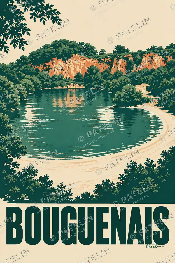 Illustration Bouguenais — Le plan d’eau de la Roche Ballue, style Minimal