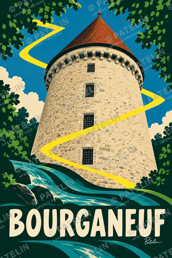 Illustration Bourganeuf — La tour Zizim, style Pop