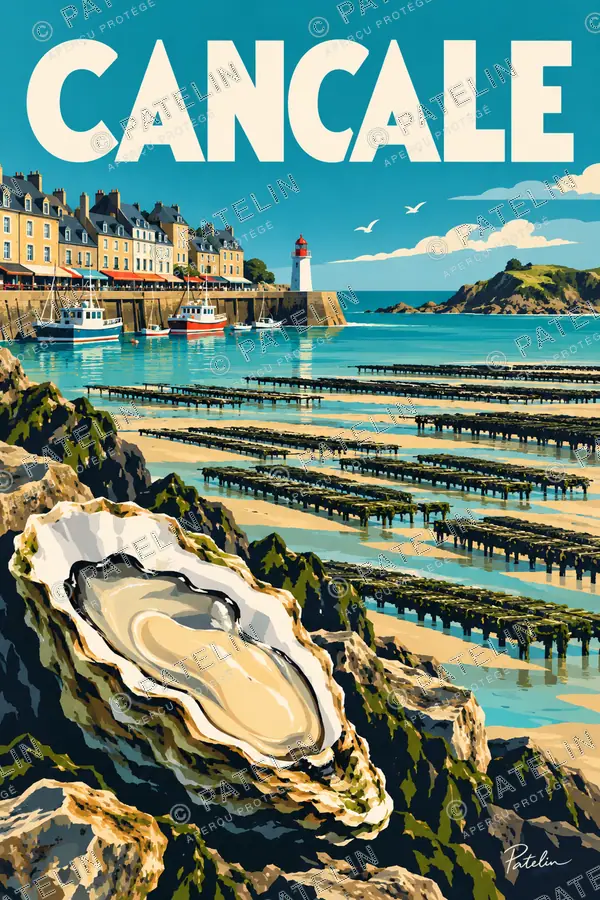 Cancale — Les huîtres et les parcs, illustration Pop