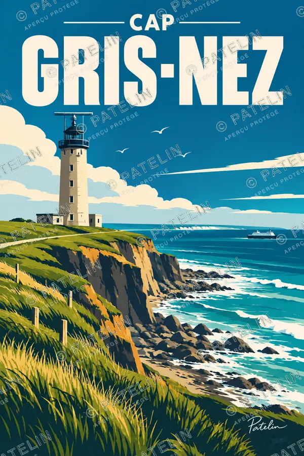 Illustration Cap Gris-Nez — Le phare face à la mer, style Pop