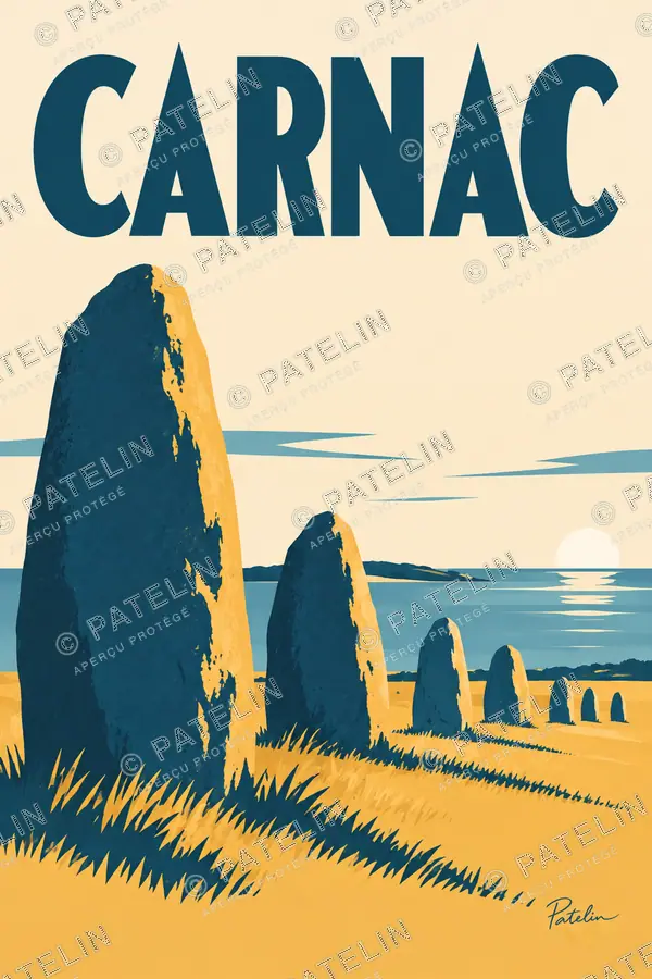 Illustration Carnac — Les menhirs dans la lumière, style Minimal