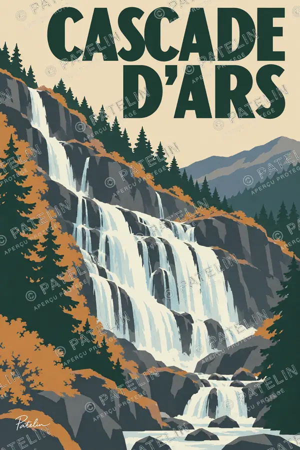 Illustration Cascade d’Ars — Les paliers de la cascade, style Minimal