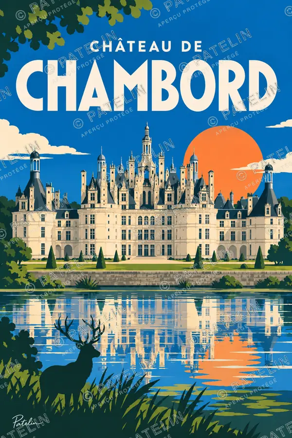 Illustration Chambord — Le château de Chambord, style Pop