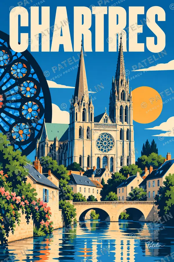 Illustration Chartres — Chartres, style Pop