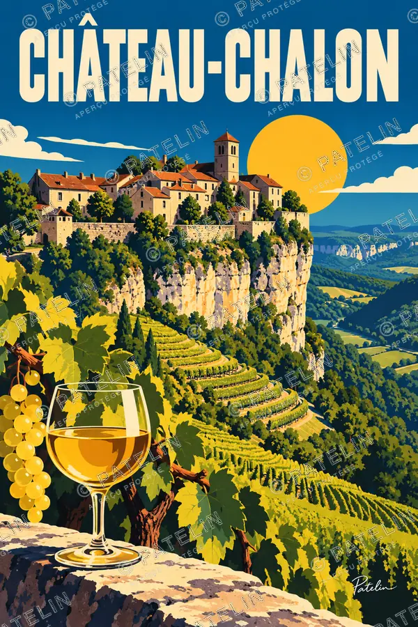 Illustration Château-Chalon — Les vignes de Château-Chalon, style Pop