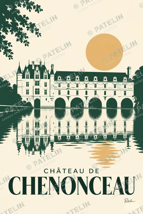 Illustration Château de Chenonceau — Château de Chenonceau, style Minimal