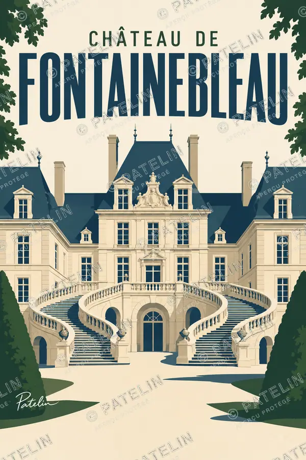 Illustration Château de Fontainebleau — L’escalier du château, style Minimal