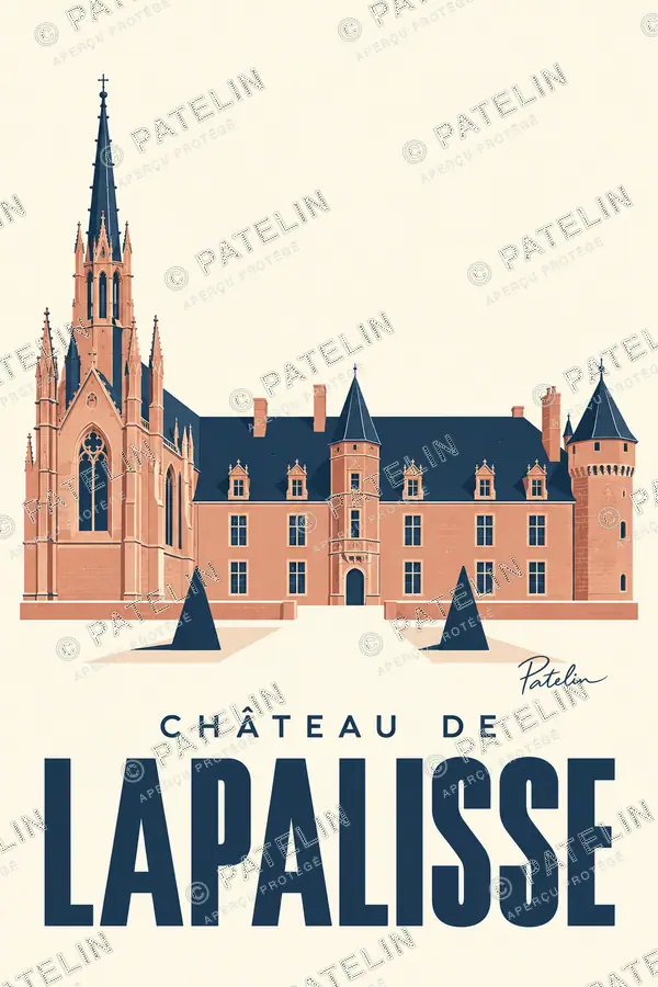 Illustration Château de Lapalisse — Le château et sa chapelle, style Minimal