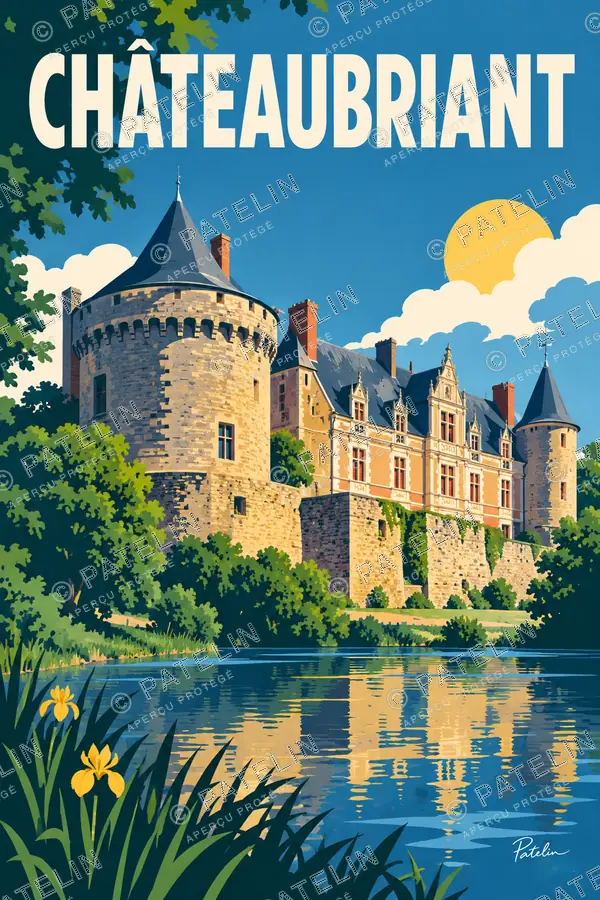 Illustration Châteaubriant — Le château dans la lumière, style Pop