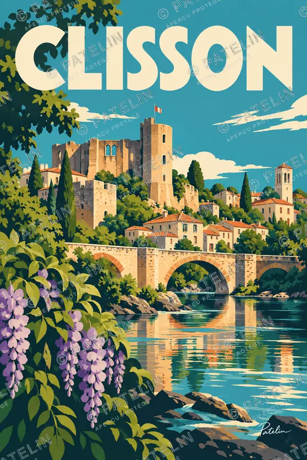 Clisson — Le pont et le château, illustration Pop