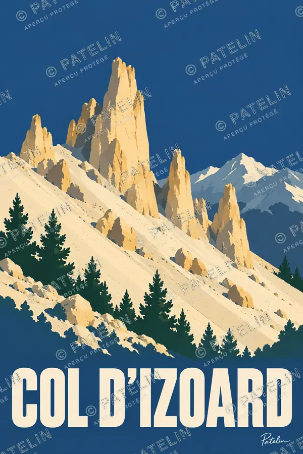 Illustration Col d’Izoard — Les aiguilles de pierre, style Minimal