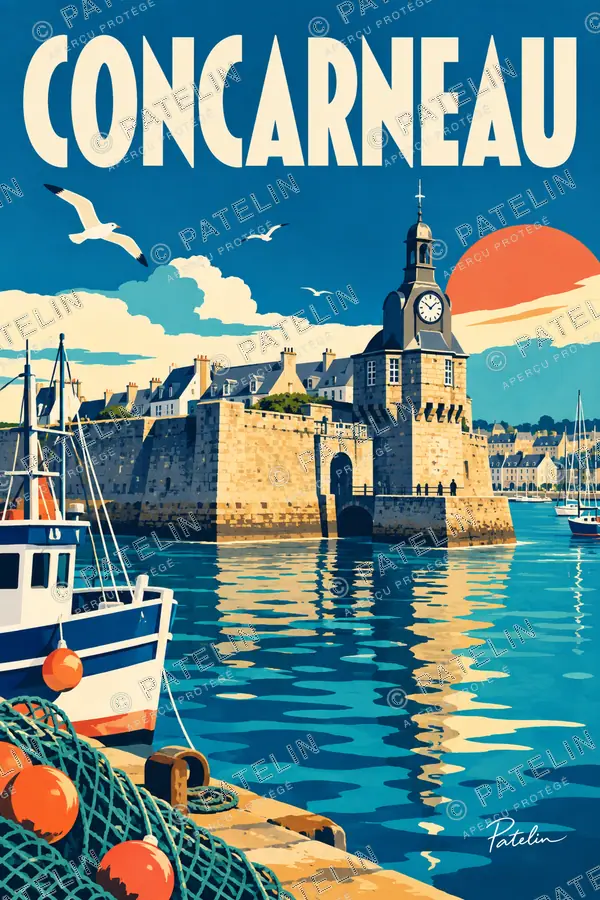 Concarneau — Les remparts et le port, illustration Pop