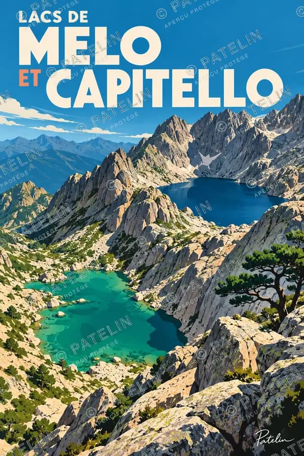 Illustration Corte — Les lacs de Melo et Capitello, style Pop