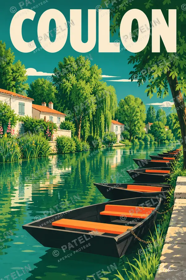Illustration Coulon — Les barques dans le marais, style Pop