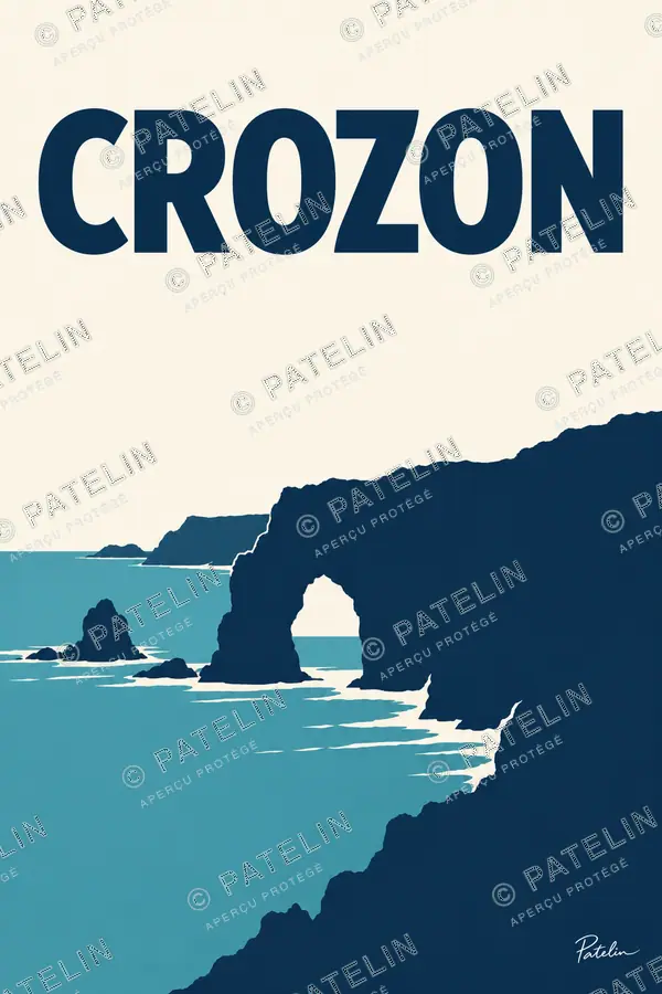 Illustration Crozon — L’arche et les falaises, style Minimal