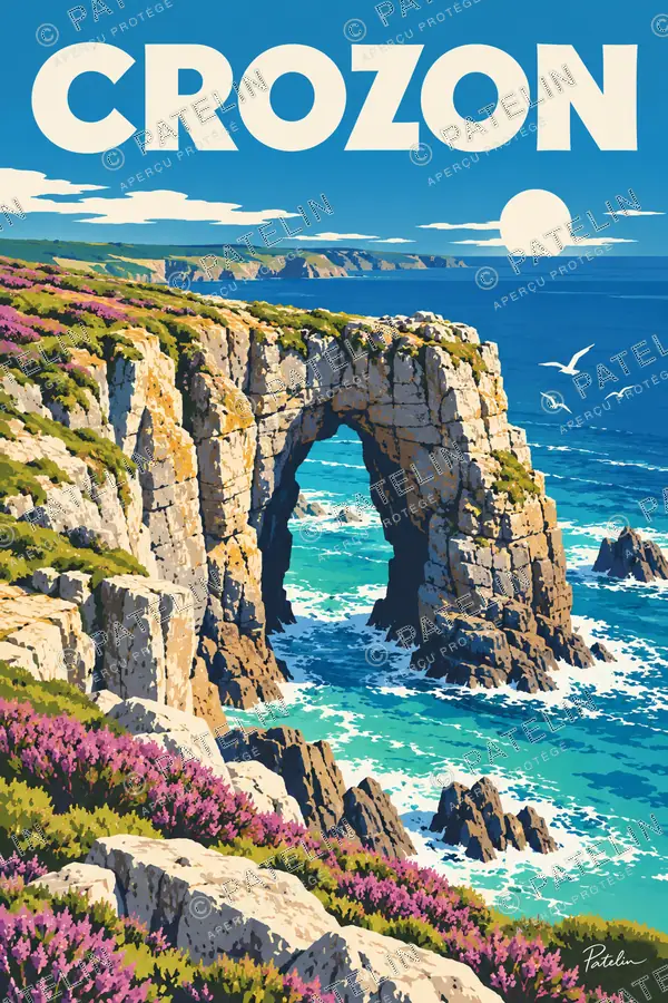 Illustration Crozon — L’arche au-dessus de l’océan, style Pop