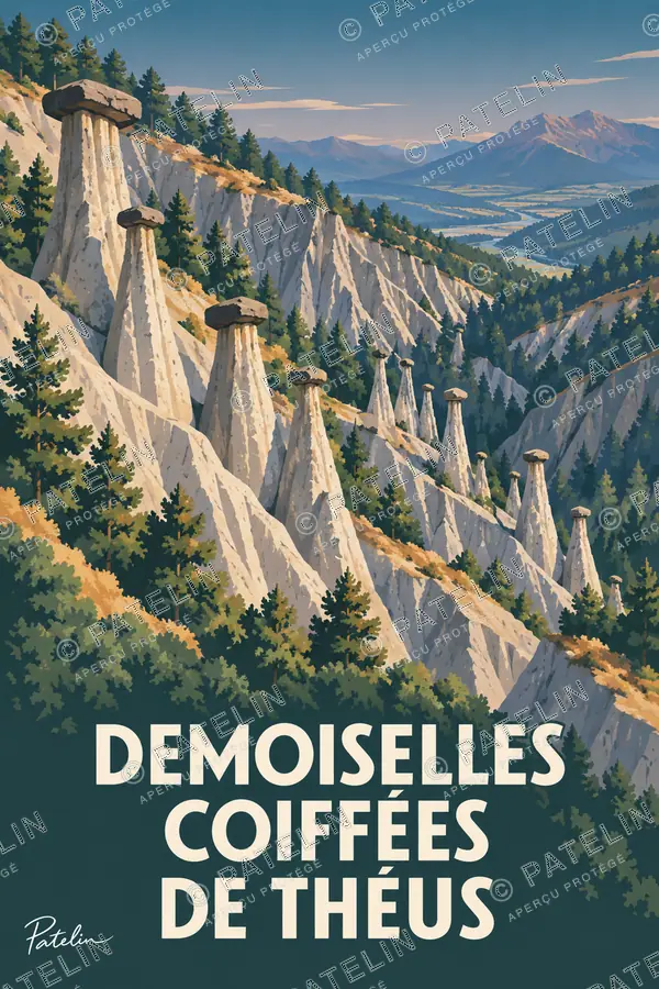 Illustration Demoiselles Coiffées de Théus — Les Demoiselles sur le versant, style Pop
