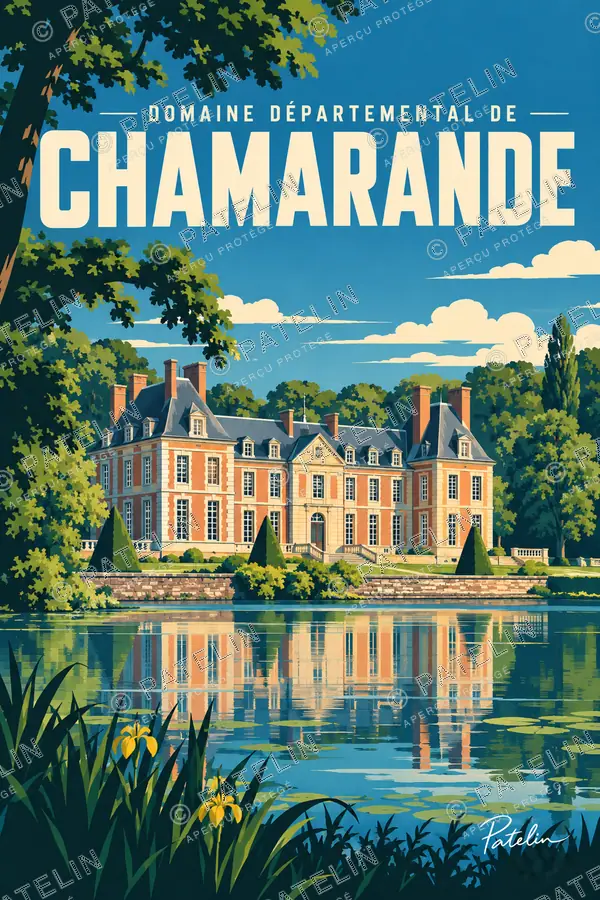 Illustration Domaine départemental de Chamarande — Le château et ses reflets, style Pop