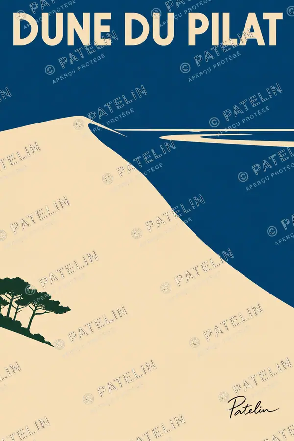 Illustration Dune du Pilat — La ligne de sable, style Minimal