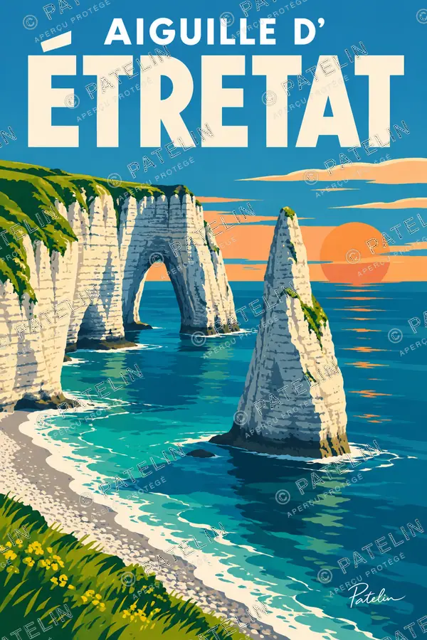 Illustration Étretat — L’aiguille d’Étretat — vue 1, style Pop