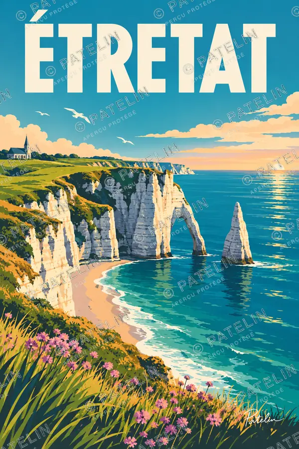 Illustration Étretat — L’aiguille d’Étretat — vue 5, style Pop