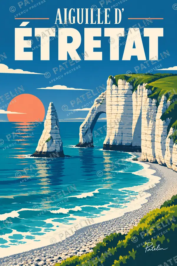 Illustration Étretat — L’aiguille d’Étretat — vue 7, style Pop