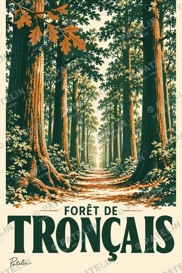 Illustration Forêt de Tronçais — L’allée des grands chênes, style Minimal