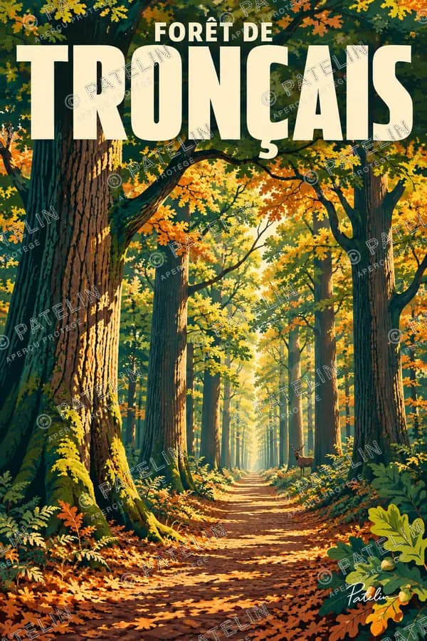 Illustration Forêt de Tronçais — Les chênes dans la lumière, style Pop