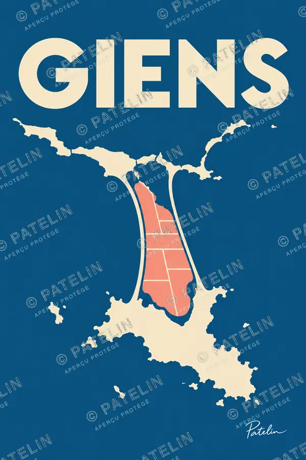 Illustration Giens — La carte de la lagune, style Minimal