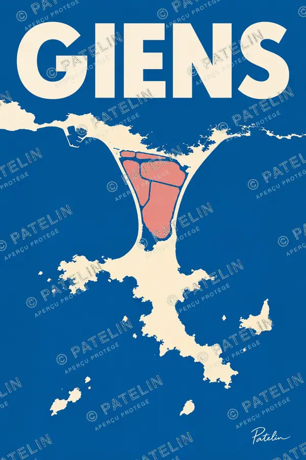 Illustration Giens — La carte du double tombolo, style Minimal