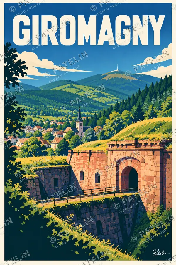 Illustration Giromagny — Le fort Dorsner, style Pop