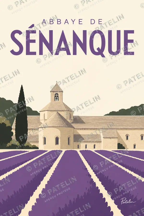 Illustration Gordes — L’abbaye de Sénanque, style Minimal